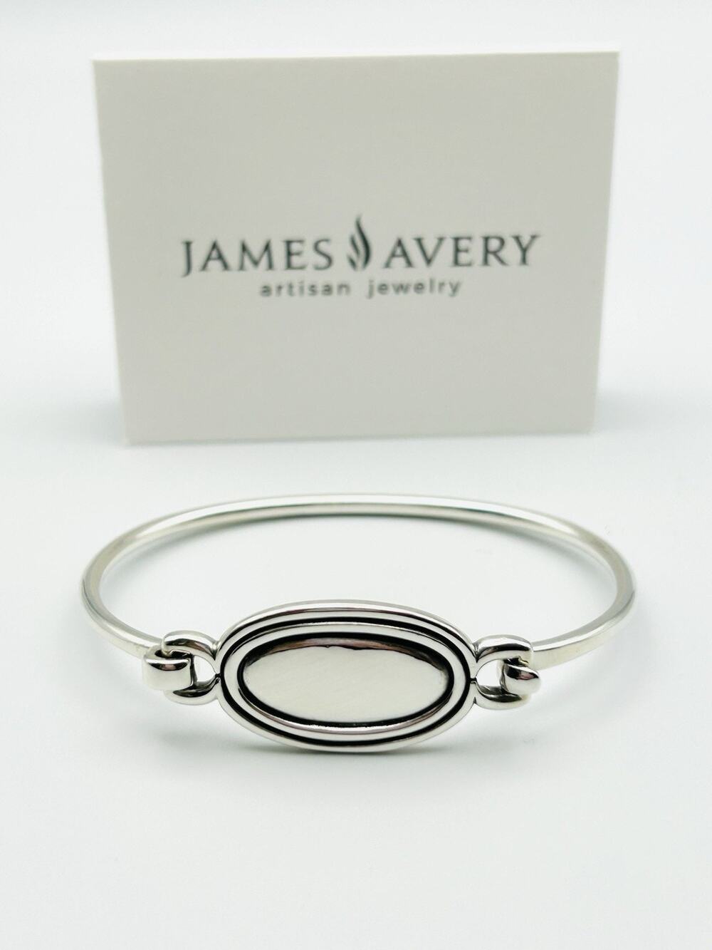 James Avery Retired Sterling Silver Oval Hook On Engravable Bangle Bracelet